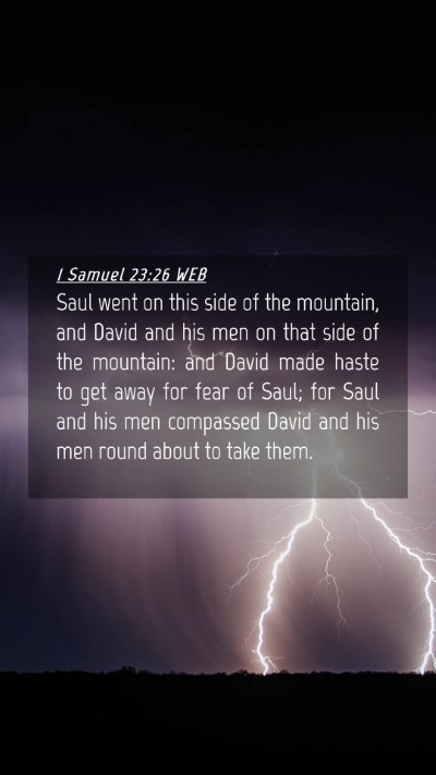 Picture 04 - 1 Samuel 23:26 WEB Mobile Phone Wallpaper - Saul went on this side of the mountain, and David - Mobile Bible Verse Wallpaper