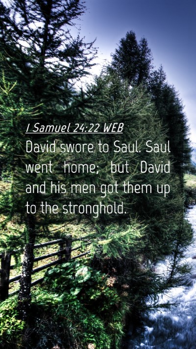 Picture 04 - 1 Samuel 24:22 WEB Mobile Phone Wallpaper - David swore to Saul. Saul went home; but David - Mobile Bible Verse Wallpaper