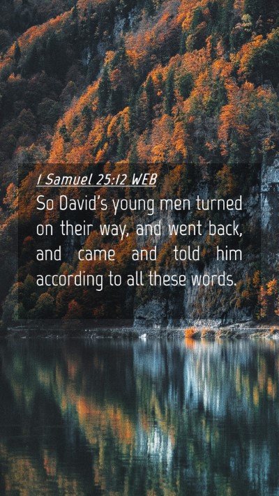 Picture 04 - 1 Samuel 25:12 WEB Mobile Phone Wallpaper - So David's young men turned on their way, and - Mobile Bible Verse Wallpaper