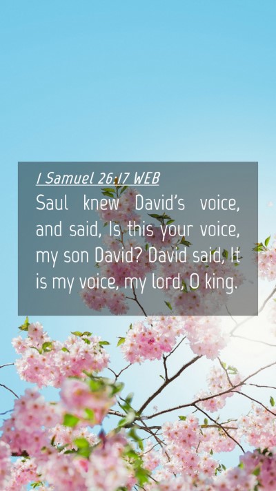 Picture 04 - 1 Samuel 26:17 WEB Mobile Phone Wallpaper - Saul knew David's voice, and said, Is this your - Mobile Bible Verse Wallpaper