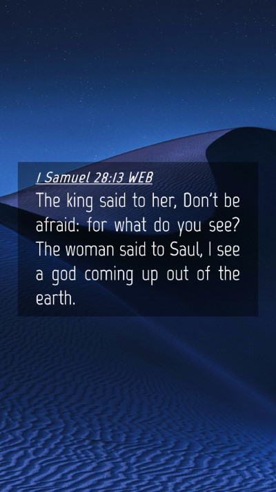 Picture 04 - 1 Samuel 28:13 WEB Mobile Phone Wallpaper - The king said to her, Don't be afraid: for what - Mobile Bible Verse Wallpaper