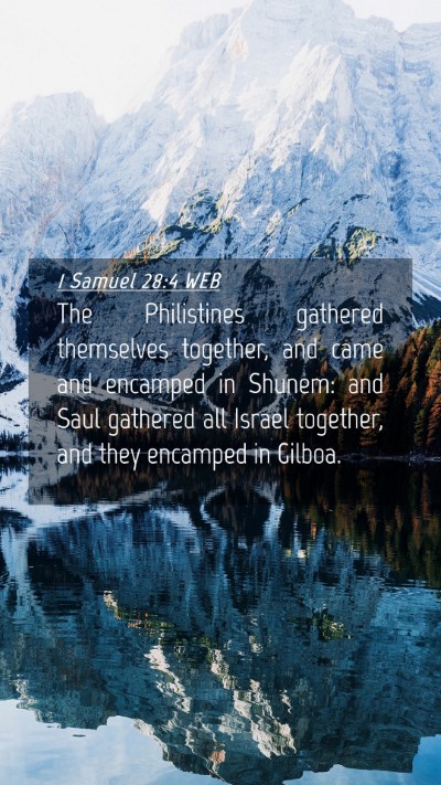 Picture 04 - 1 Samuel 28:4 WEB Mobile Phone Wallpaper - The Philistines gathered themselves together, and - Mobile Bible Verse Wallpaper