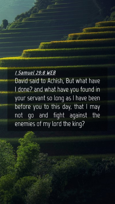 Picture 04 - 1 Samuel 29:8 WEB Mobile Phone Wallpaper - David said to Achish, But what have I done? and - Mobile Bible Verse Wallpaper