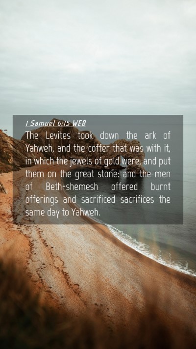 Picture 04 - 1 Samuel 6:15 WEB Mobile Phone Wallpaper - The Levites took down the ark of Yahweh, and the - Mobile Bible Verse Wallpaper