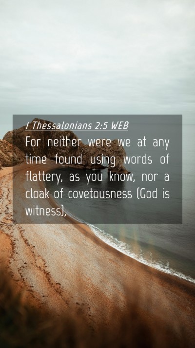 Picture 04 - 1 Thessalonians 2:5 WEB Mobile Phone Wallpaper - For neither were we at any time found using words - Mobile Bible Verse Wallpaper