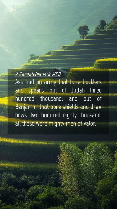 Picture 04 - 2 Chronicles 14:8 WEB Mobile Phone Wallpaper - Asa had an army that bore bucklers and spears, - Mobile Bible Verse Wallpaper