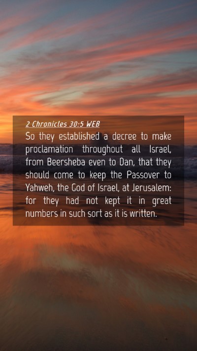 Picture 04 - 2 Chronicles 30:5 WEB Mobile Phone Wallpaper - So they established a decree to make proclamation - Mobile Bible Verse Wallpaper