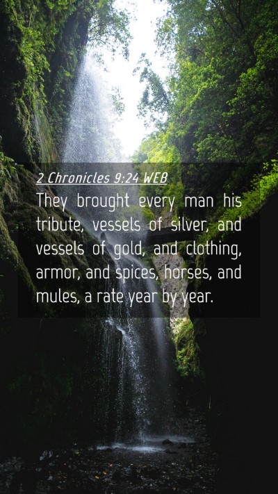 Picture 04 - 2 Chronicles 9:24 WEB Mobile Phone Wallpaper - They brought every man his tribute, vessels of - Mobile Bible Verse Wallpaper