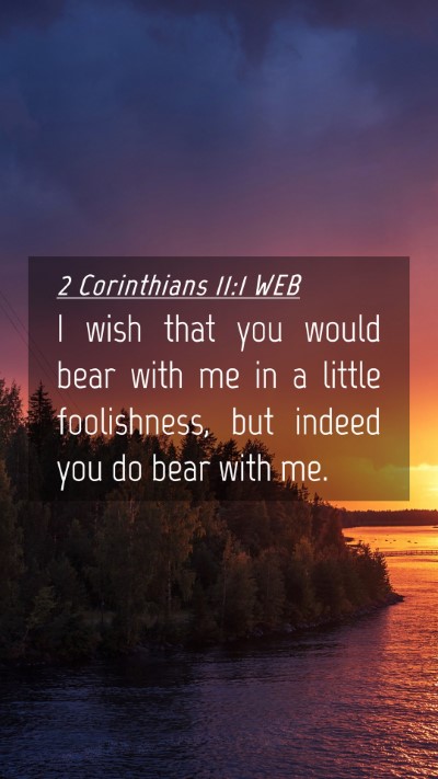 Picture 04 - 2 Corinthians 11:1 WEB Mobile Phone Wallpaper - I wish that you would bear with me in a little - Mobile Bible Verse Wallpaper