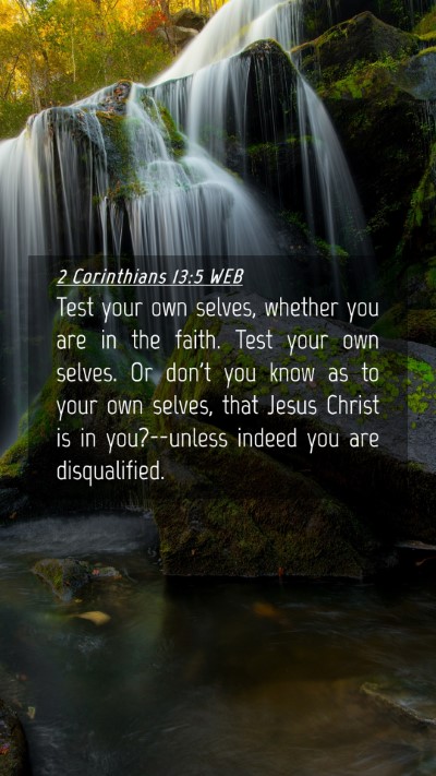 Picture 04 - 2 Corinthians 13:5 WEB Mobile Phone Wallpaper - Test your own selves, whether you are in the - Mobile Bible Verse Wallpaper