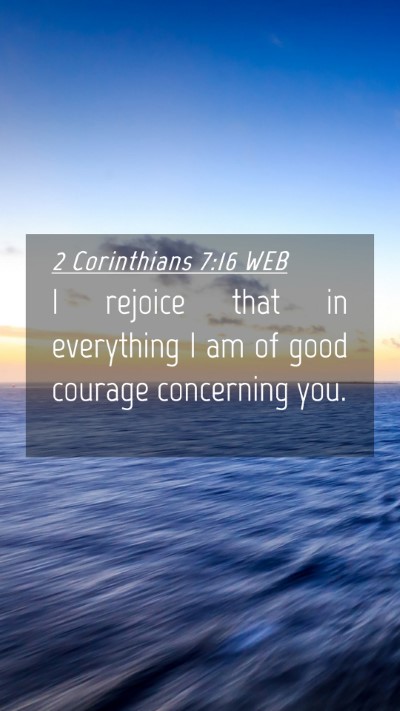 Picture 04 - 2 Corinthians 7:16 WEB Mobile Phone Wallpaper - I rejoice that in everything I am of good courage - Mobile Bible Verse Wallpaper