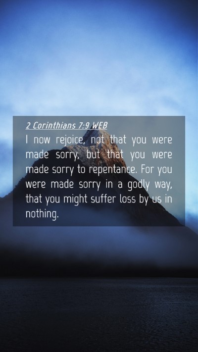 Picture 04 - 2 Corinthians 7:9 WEB Mobile Phone Wallpaper - I now rejoice, not that you were made sorry, but - Mobile Bible Verse Wallpaper