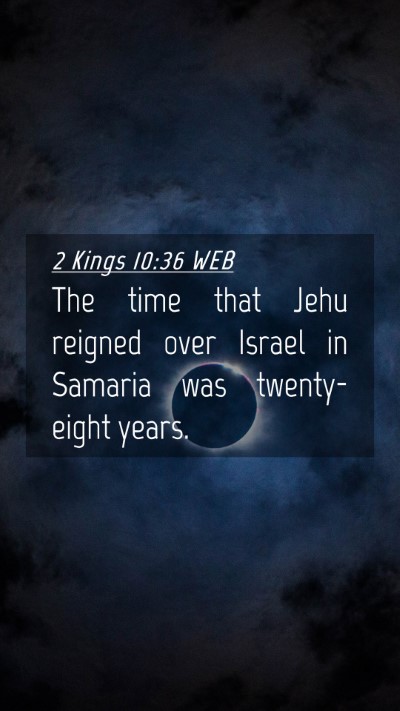 Picture 04 - 2 Kings 10:36 WEB Mobile Phone Wallpaper - The time that Jehu reigned over Israel in Samaria - Mobile Bible Verse Wallpaper