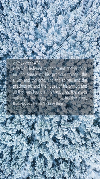 Picture 04 - 2 Kings 20:13 WEB Mobile Phone Wallpaper - Hezekiah listened to them, and shown them all the - Mobile Bible Verse Wallpaper