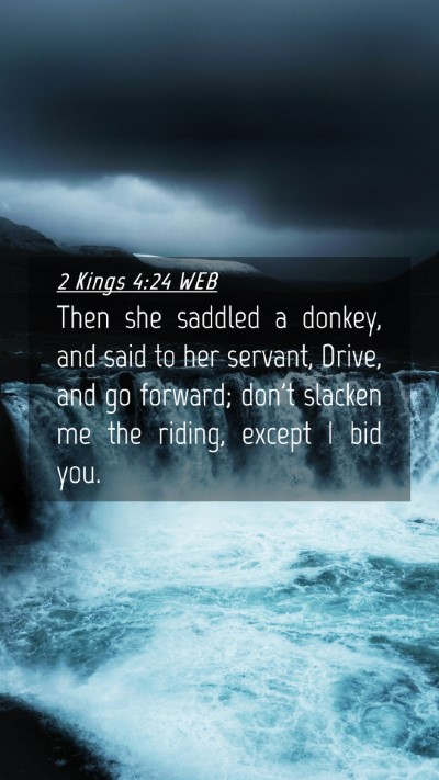 Picture 04 - 2 Kings 4:24 WEB Mobile Phone Wallpaper - Then she saddled a donkey, and said to her - Mobile Bible Verse Wallpaper