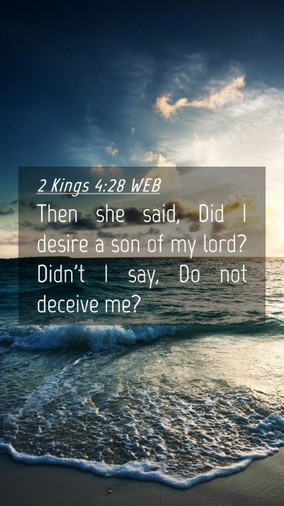 Picture 04 - 2 Kings 4:28 WEB Mobile Phone Wallpaper - Then she said, Did I desire a son of my lord? - Mobile Bible Verse Wallpaper