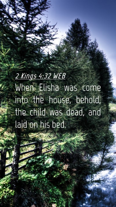 Picture 04 - 2 Kings 4:32 WEB Mobile Phone Wallpaper - When Elisha was come into the house, behold, the - Mobile Bible Verse Wallpaper
