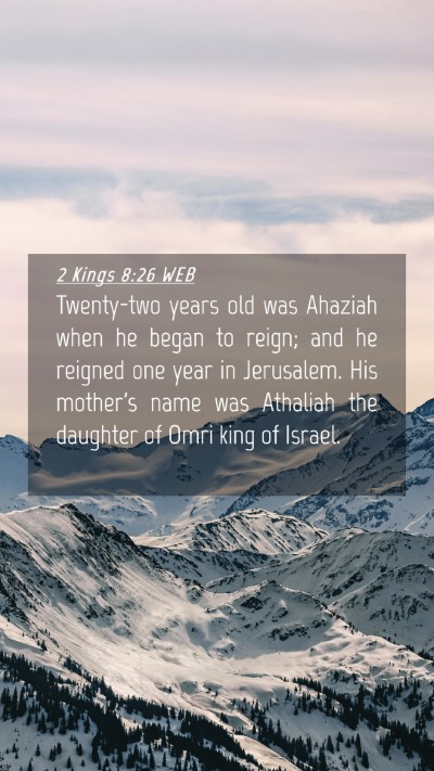 Picture 04 - 2 Kings 8:26 WEB Mobile Phone Wallpaper - Twenty-two years old was Ahaziah when he began to - Mobile Bible Verse Wallpaper