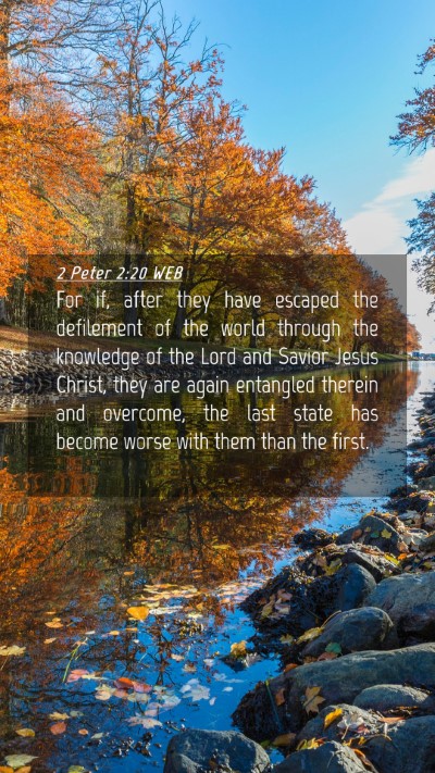 Picture 04 - 2 Peter 2:20 WEB Mobile Phone Wallpaper - For if, after they have escaped the defilement of - Mobile Bible Verse Wallpaper