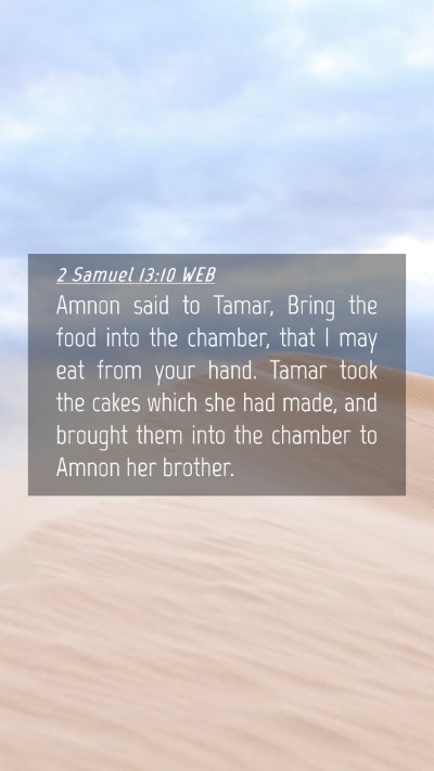 Picture 04 - 2 Samuel 13:10 WEB Mobile Phone Wallpaper - Amnon said to Tamar, Bring the food into the - Mobile Bible Verse Wallpaper