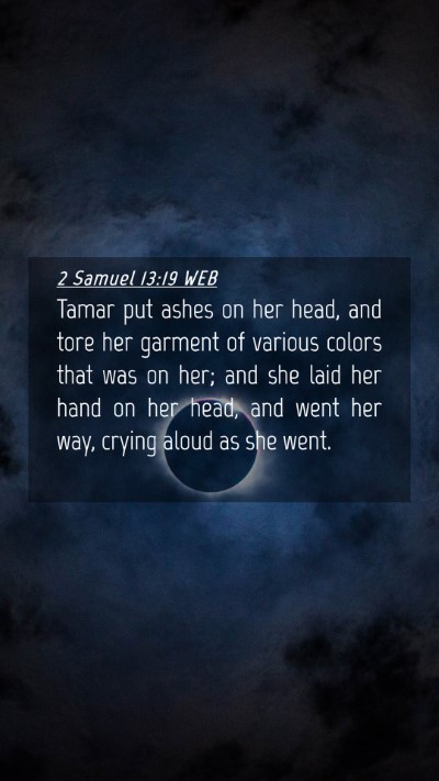 Picture 04 - 2 Samuel 13:19 WEB Mobile Phone Wallpaper - Tamar put ashes on her head, and tore her garment - Mobile Bible Verse Wallpaper