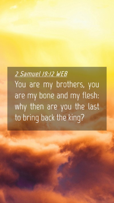 Picture 04 - 2 Samuel 19:12 WEB Mobile Phone Wallpaper - You are my brothers, you are my bone and my - Mobile Bible Verse Wallpaper