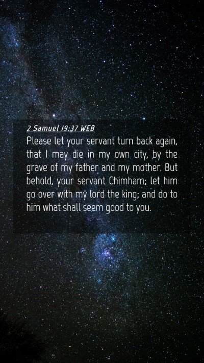 Picture 04 - 2 Samuel 19:37 WEB Mobile Phone Wallpaper - Please let your servant turn back again, that I - Mobile Bible Verse Wallpaper