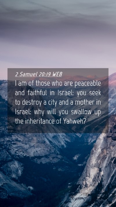 Picture 04 - 2 Samuel 20:19 WEB Mobile Phone Wallpaper - I am of those who are peaceable and faithful in - Mobile Bible Verse Wallpaper
