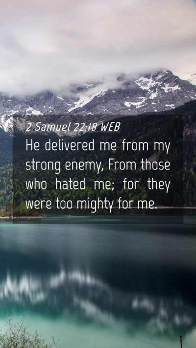 Picture 04 - 2 Samuel 22:18 WEB Mobile Phone Wallpaper - He delivered me from my strong enemy, From those - Mobile Bible Verse Wallpaper