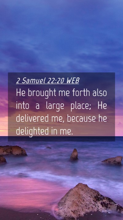Picture 04 - 2 Samuel 22:20 WEB Mobile Phone Wallpaper - He brought me forth also into a large place; He - Mobile Bible Verse Wallpaper