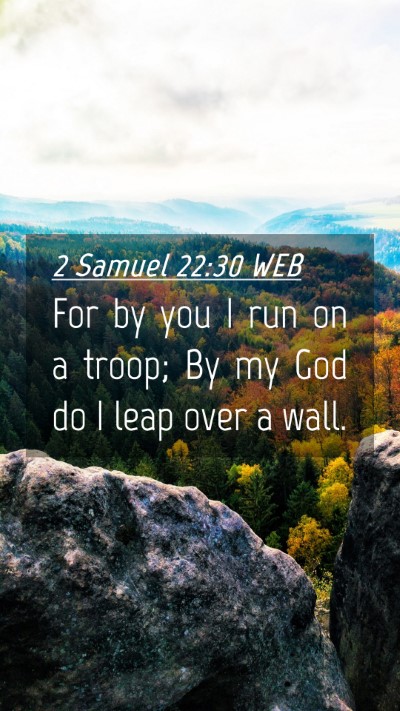 Picture 04 - 2 Samuel 22:30 WEB Mobile Phone Wallpaper - For by you I run on a troop; By my God do I leap - Mobile Bible Verse Wallpaper