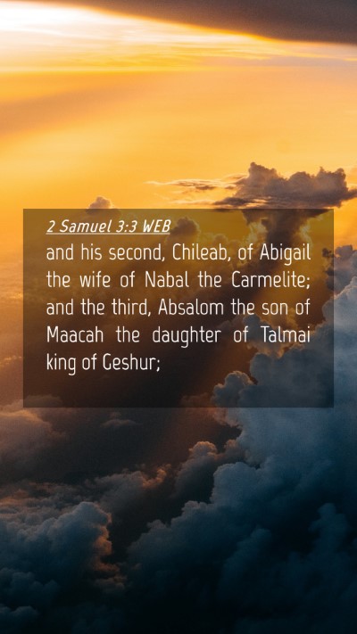 Picture 04 - 2 Samuel 3:3 WEB Mobile Phone Wallpaper - and his second, Chileab, of Abigail the wife of - Mobile Bible Verse Wallpaper