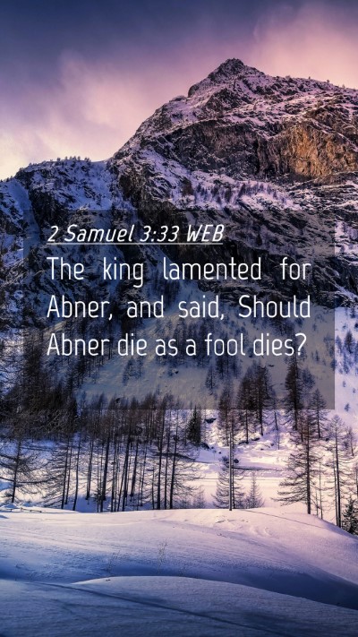 Picture 04 - 2 Samuel 3:33 WEB Mobile Phone Wallpaper - The king lamented for Abner, and said, Should - Mobile Bible Verse Wallpaper