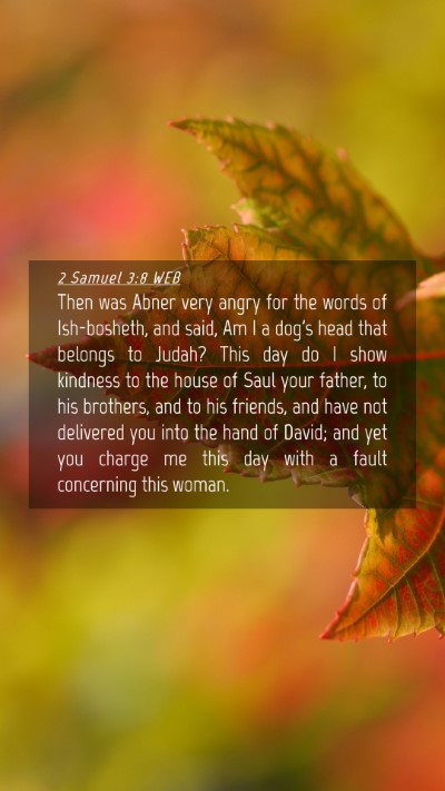 Picture 04 - 2 Samuel 3:8 WEB Mobile Phone Wallpaper - Then was Abner very angry for the words of - Mobile Bible Verse Wallpaper