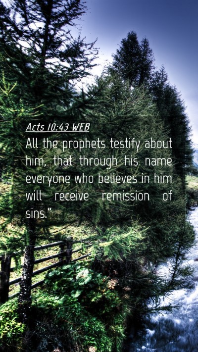 Picture 04 - Acts 10:43 WEB Mobile Phone Wallpaper - All the prophets testify about him, that through - Mobile Bible Verse Wallpaper