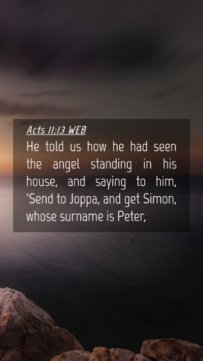 Picture 04 - Acts 11:13 WEB Mobile Phone Wallpaper - He told us how he had seen the angel standing in - Mobile Bible Verse Wallpaper