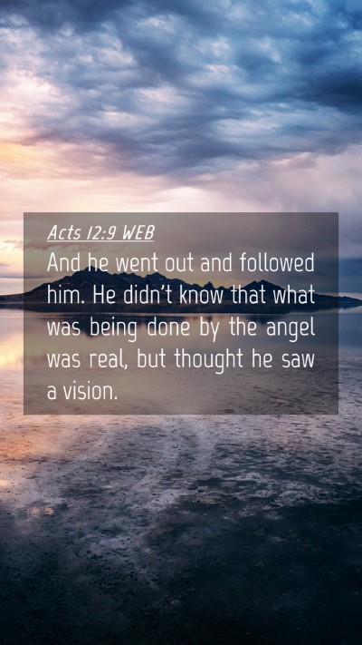 Picture 04 - Acts 12:9 WEB Mobile Phone Wallpaper - And he went out and followed him. He didn't know - Mobile Bible Verse Wallpaper