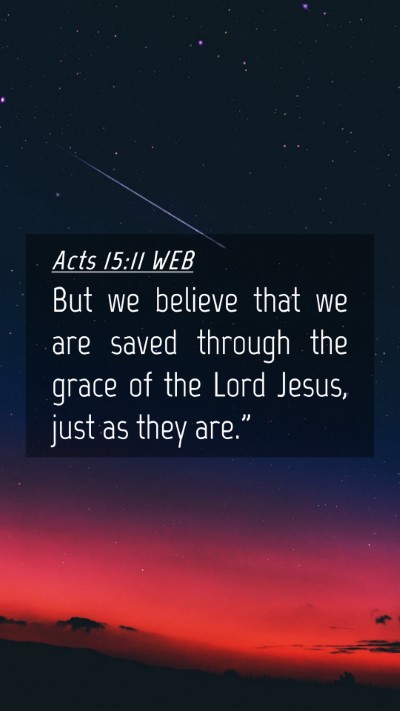 Picture 04 - Acts 15:11 WEB Mobile Phone Wallpaper - But we believe that we are saved through the - Mobile Bible Verse Wallpaper