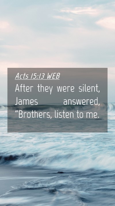 Picture 04 - Acts 15:13 WEB Mobile Phone Wallpaper - After they were silent, James answered, - Mobile Bible Verse Wallpaper