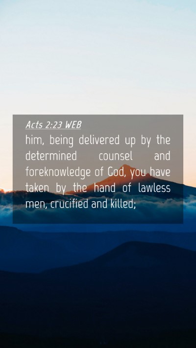 Picture 04 - Acts 2:23 WEB Mobile Phone Wallpaper - him, being delivered up by the determined counsel - Mobile Bible Verse Wallpaper