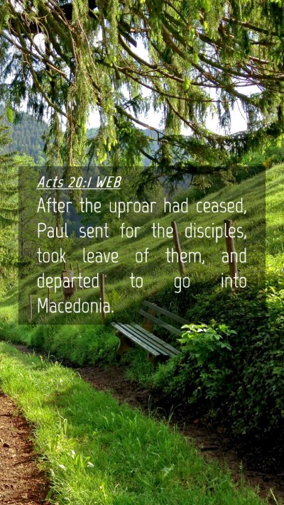 Picture 04 - Acts 20:1 WEB Mobile Phone Wallpaper - After the uproar had ceased, Paul sent for the - Mobile Bible Verse Wallpaper