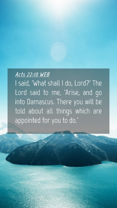 Picture 04 - Acts 22:10 WEB Mobile Phone Wallpaper - I said, 'What shall I do, Lord?' The Lord said to - Mobile Bible Verse Wallpaper