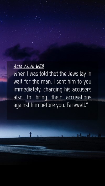 Picture 04 - Acts 23:30 WEB Mobile Phone Wallpaper - When I was told that the Jews lay in wait for the - Mobile Bible Verse Wallpaper