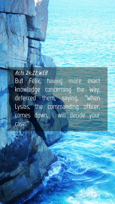 Picture 04 - Acts 24:22 WEB Mobile Phone Wallpaper - But Felix, having more exact knowledge concerning - Mobile Bible Verse Wallpaper