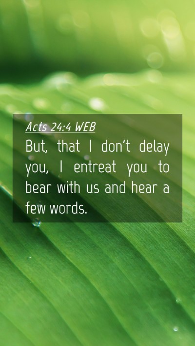 Picture 04 - Acts 24:4 WEB Mobile Phone Wallpaper - But, that I don't delay you, I entreat you to - Mobile Bible Verse Wallpaper