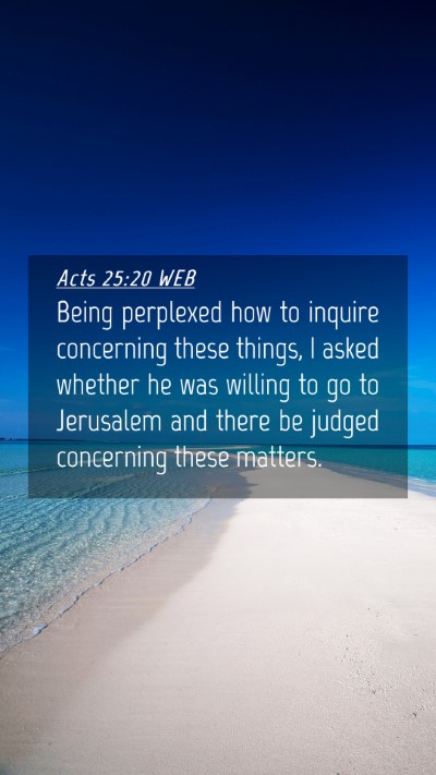 Picture 04 - Acts 25:20 WEB Mobile Phone Wallpaper - Being perplexed how to inquire concerning these - Mobile Bible Verse Wallpaper