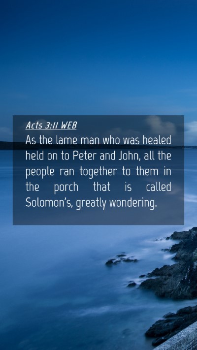 Picture 04 - Acts 3:11 WEB Mobile Phone Wallpaper - As the lame man who was healed held on to Peter - Mobile Bible Verse Wallpaper