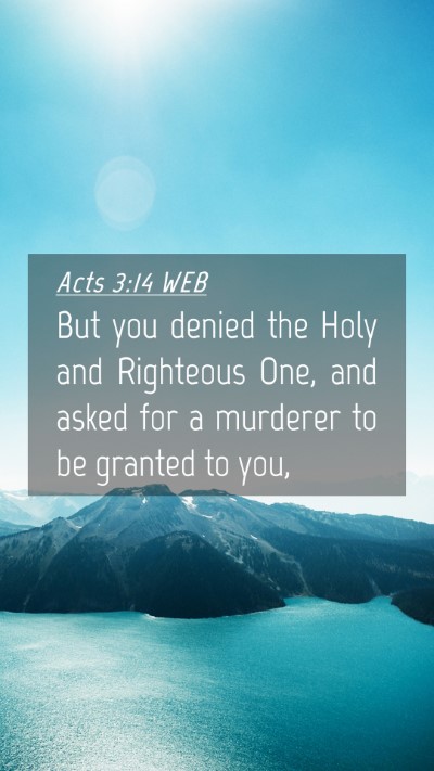 Picture 04 - Acts 3:14 WEB Mobile Phone Wallpaper - But you denied the Holy and Righteous One, and - Mobile Bible Verse Wallpaper