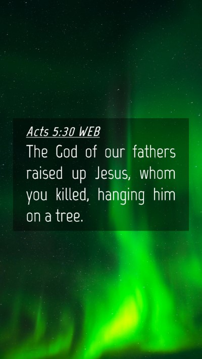 Picture 04 - Acts 5:30 WEB Mobile Phone Wallpaper - The God of our fathers raised up Jesus, whom you - Mobile Bible Verse Wallpaper