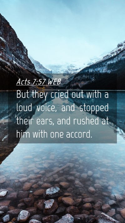 Picture 04 - Acts 7:57 WEB Mobile Phone Wallpaper - But they cried out with a loud voice, and stopped - Mobile Bible Verse Wallpaper